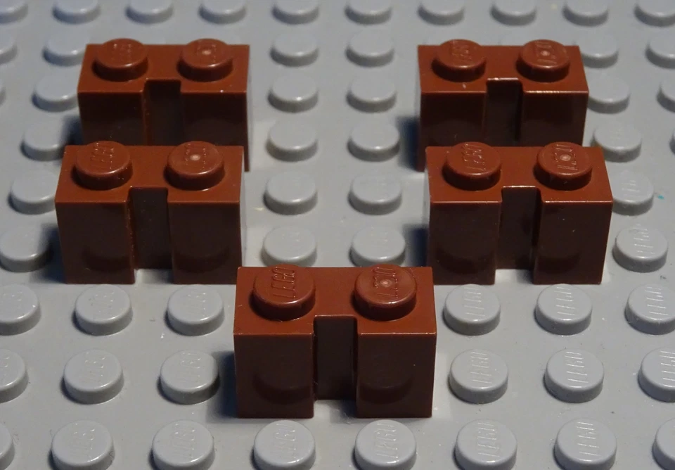 Lego Brick With Groove 1x2 New Brown 5 Pieces - Image 1 of 1
