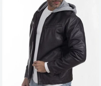 KENETH COLE REACTION- Men's Faux Leather Motorcycle/Bike Jacket Size L - Image 1 of 4