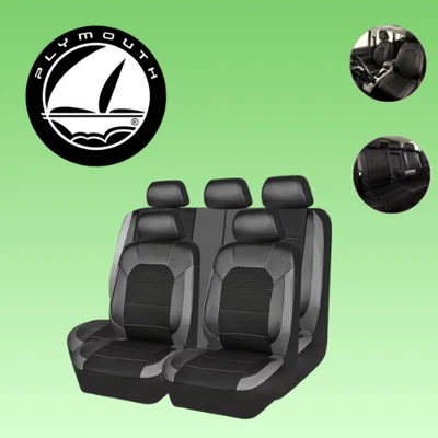 Juego completo de funda de asiento negra de cuero sintético de lujo para todos Plymouth 5 asientos Foto 1 de 4