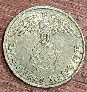Moneda de 5 Reichspfennig 1939 A Alemania - Aluminio - Bronce - Esvástica nazi - Imagen 1 de 2