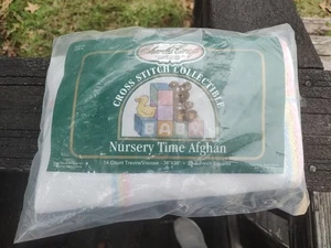 Charles Craft Nursery Time Baby Afghan Blanket Cross Stitch 38" Rainbow 14 Count - Picture 1 of 3