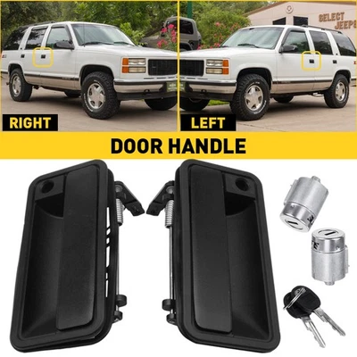 Exterior Door Handle w/ Lock Cylinder For Chevrolet C1500 GMC K1500 95-00 Front - Image 1 of 4