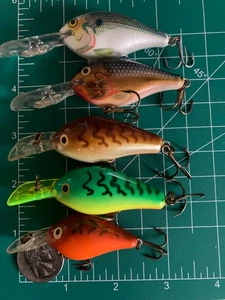 VINTAGE SET 5 ANGELKÖDER RAPALA CRANKBAITS SHAD RAPS FAT RAPS BALSA DEEP DIVERS - Bild 1 von 8