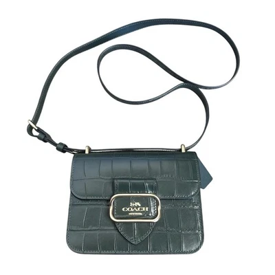 COACH CL416 Morgan Square Crossbody Bag NWOT Crocodile Leather Green Purse - Image 1 of 4
