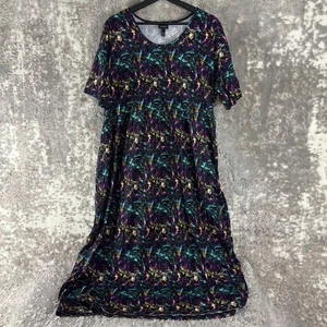Ulla Popken Size 16/18 Dark Floral Tropical Print Maxi Shirt Dress Colorful - Picture 1 of 9