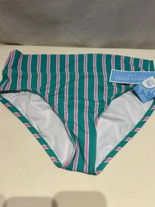 Draper James Bikini Swimsuit Bottoms, Green/Pink Stripe, Bottom Only, Sz S, ~NWT - Picture 1 of 4