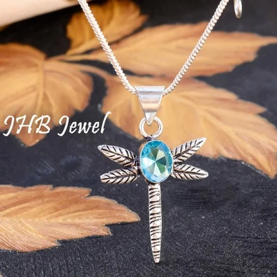 Colgante de plata de ley 925 con piedras preciosas de topacio azul de Londres diseño creativo joyería Foto 1 de 4