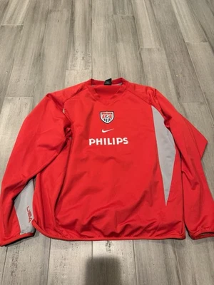 Винтажный Nike США футбол поезд толстовка футбол красный трек Топ Crewneck размер L - Изображение 1 из 4