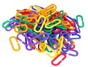 1316 50 pc Plastic C Clips Hooks Chain Links Sugar Glider Parrot Bird Toy Parts - Picture 1 of 2