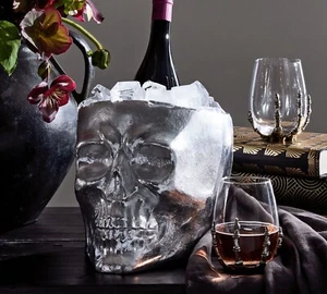 Skull Wine Chiller Ice Bucket Aluminum Pottery Barn - Picture 1 of 3