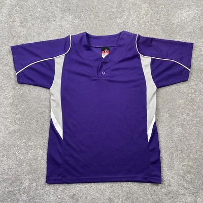 Camiseta de beisebol Alleon Athletic manga curta juvenil masculina tamanho M roxa - Imagem 1 de 4