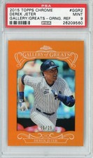 2015 TOPPS CHROME GALLERY OF GREATS 2 ORANGE REFR 15/25 DEREK JETER ~ PSA-9 MINT