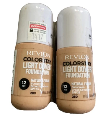 Revlon Colorstay Light Cover Foundation 280 Tawny SPF 34 Lot Of 2 New - Image 1 of 3
