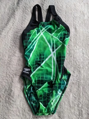 SPEEDO Endurance One Piece Swimsuit Womens Size 28 Green Black - Image 1 of 4