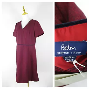 Abito Boden British tweed rosso nero Albany lana a spina di pesce linea A taglia 10 $220 - Foto 1 di 11