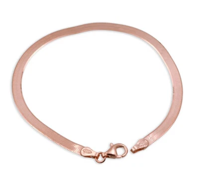 925 ECHT SILBER Rose Gold pl. Armband Schlangenkette flach vergoldet 17-18-19 cm - Bild 1 von 3