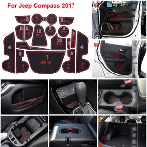For Jeep Compass 2017 Rubber Non-slip Mat Interior Cup Pad Door Groove Mat - Picture 1 of 6