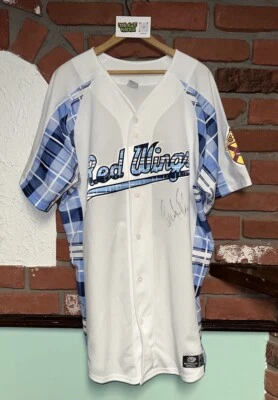 Camiseta deportiva autografiada vintage MiLB Rochester Red Wings ESMERLING VASQUEZ usada en juegos Foto 1 de 4