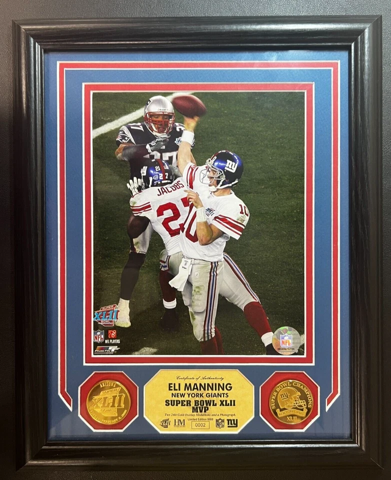 2008 SB XLII Limited Eli Manning SB MVP Photo w/COA #2 New York Giants NFL WOW! - Image 1 of 2