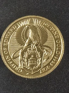 2017 U.K. 25 Pound 1/4 oz Gold Queen's Beast The Griffin Of Edward III, BU - Picture 1 of 6