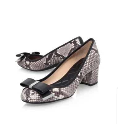 MICHAEL KORS KIERA BLACK LEATHER SNAKE MID PUMP'S SHOES - Image 1 of 4