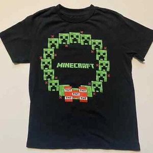 Minecraft Creeper Boys Holiday Wreath Cotton Blend Short Sleeve T-Shirt (Sz S) - Picture 1 of 4