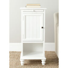 SAFAVIEH Jezabel One Cabinet End Table With Pull Out Tray | White |