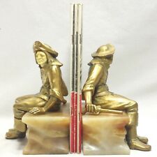 Vintage Pair of J.B. Hirsch Cast Spelter Pirate Bookend missing 1 Celluloid Face
