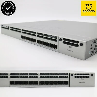 Cisco WS-C3850-12S-E 12xSFP Switch, Bundled RTU License: IP Services, 1Y-Wty - Image 1 of 4