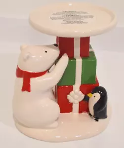 Bath & Body Works Ceramic POLAR BEAR & PENGUIN PRESENTS 3 Wick Candle Holder - Picture 1 of 6
