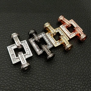 1strand Cubic Zirconia Micro pave square clasp 15*30mm gold plated - Picture 1 of 11