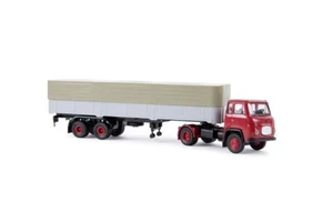 Brekina 85153 - 1/87 Scania LB 76 Flatbed/Tarpaulin Semitrailer - Red/Silvery - Picture 1 of 1