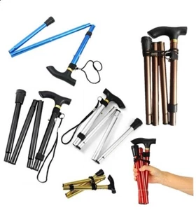 Walking Stick Easy Fold Adjustable Cane Lightweight Mobility Collapsible Sticks - Picture 1 of 17