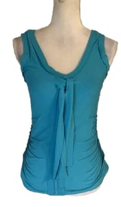 ETCETERA Aqua Sleeveless Blouse Ruched With Tie - Picture 1 of 10