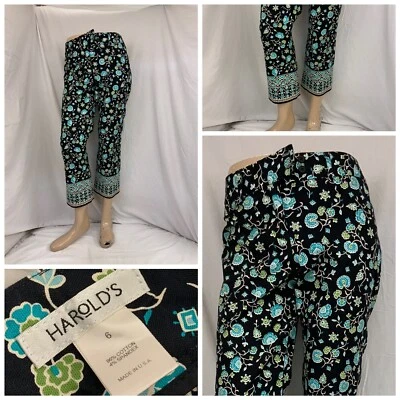 Pantalones Harolds 6 negros Capri frente plano recto algodón elástico YGI N2-188 Foto 1 de 4