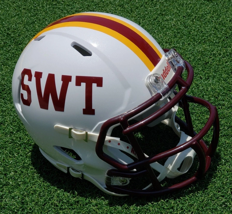 MINICASCO RETRO DE FÚTBOL AMERICANO BOBCATS DEL ESTADO DE TEXAS DEL SUROESTE Foto 1 de 1
