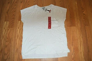 KENNETH COLE REACTION Cement Beige V-Neck Shirt M NWT Womens Sheer Shoulder - Picture 1 of 2
