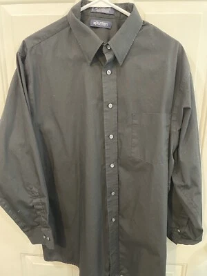 Camisa de vestir Puritan negra con botones sin arrugas para hombre talla L 16/16,5 Foto 1 de 3
