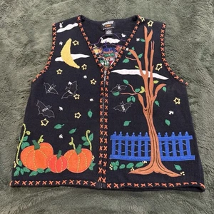 Designer Originals Studio Boo Damen Halloween Pullover Weste Medium Vogelscheuche Fledermäuse - Bild 1 von 5