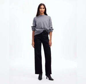 NWT MADEWELL The Perfect Vintage Wide-Leg Jeans in Black Rinse Wash Size 26P - Picture 1 of 8