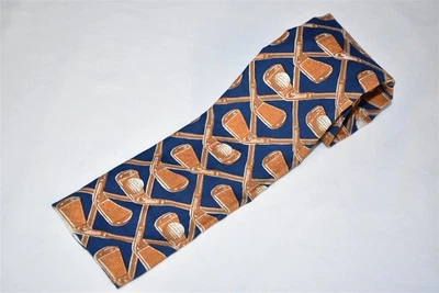 CORBATA HOMBRE PALOS DE GOLF GALLO PELOTAS DE GOLF FONDO CUADRADO ALGODÓN VINTAGE AÑOS 50 Foto 1 de 4