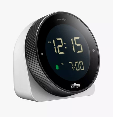Braun BC24W White Black Square Quartz Digital Alarm Clock - Image 1 of 4