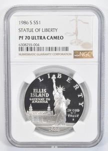 PF70 1986-S UCam Statue of Liberty Commemorative Silver Dollar NGC *6112 - Picture 1 of 5