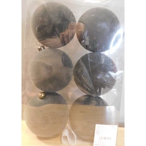 Ashland Black Floccato 4" Palline Infrangibili Ornamenti Confezione da 6 Nuove con Scatola - Foto 1 di 4