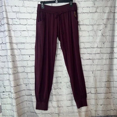 Pantalones de salón Divine Goddess Divine Wear en borgoña talla XL Foto 1 de 4