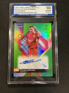 2023 Topps Finest UEFA Steven Gerrard GREEN Refractor Auto /99 ISA 10 - Bild 1 von 2
