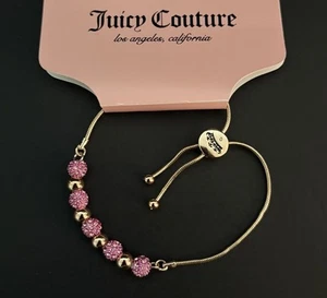 Juicy Couture Bracelet W/ Pink Rhinestones Beads - Picture 1 of 4