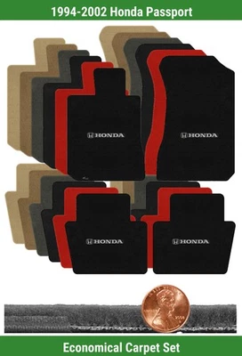 Juego de alfombrillas Velourtex personalizadas para Honda Passport '94-02 con logotipo (4 piezas) #RMA Foto 1 de 4