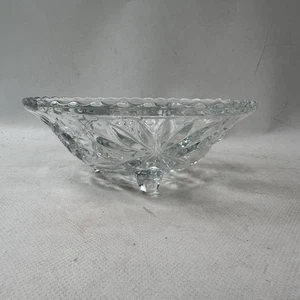 Cuenco con patas Anchor Hocking Star Of David base de tres dedos vidrio transparente de colección - Imagen 1 de 6