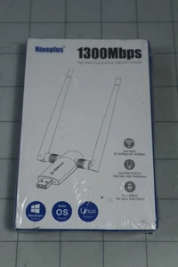 Nineplus 1300Mbps Bezprzewodowa karta sieciowa USB Wifi do PC Dual antena 5Dbi NOWA - Zdjęcie 1 z 2